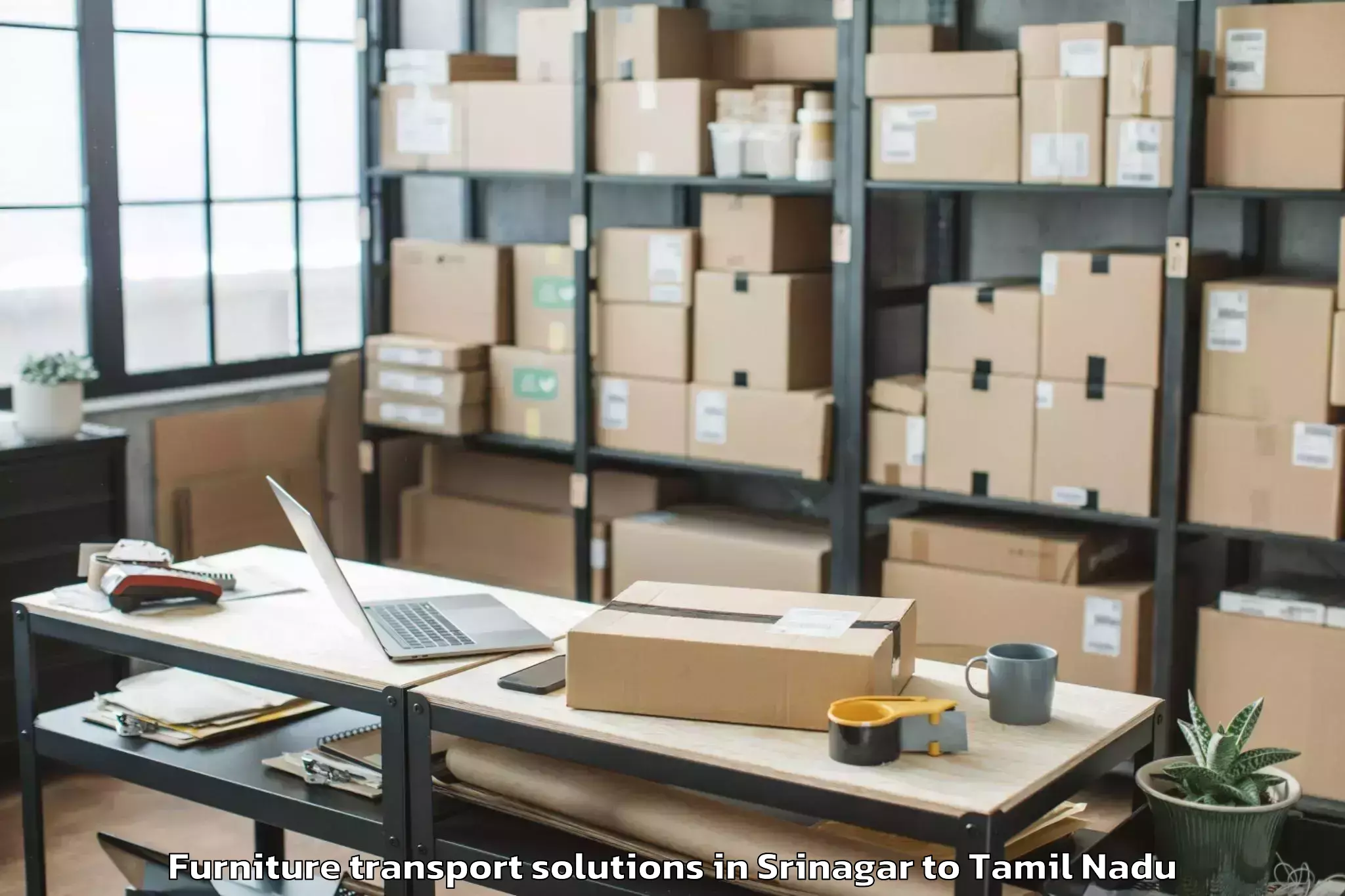 Expert Srinagar to Vadipatti Furniture Transport Solutions